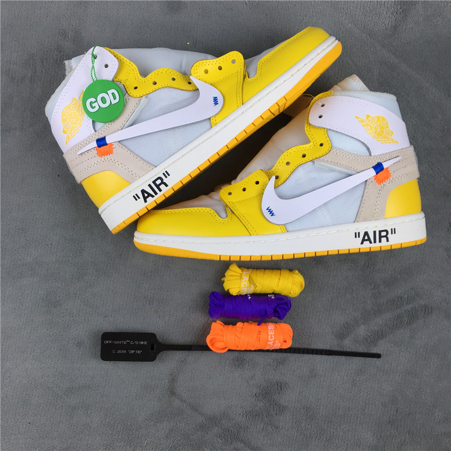 OFF-WHITE x Air Jordan 1 White Yellow Shoes